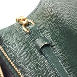 Saint Laurent Dark Green Chevron Quilted Leather Envelope Flap Crossbody Bag