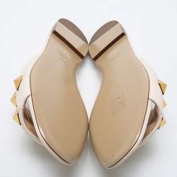 Valentino White Leather Studded Slide Flats