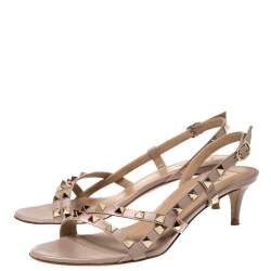 The Rockstud Slingback Sandals – Beige