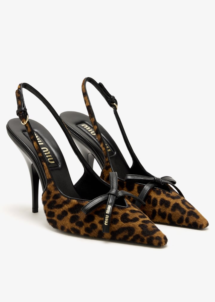 Printed leather slingback pumps