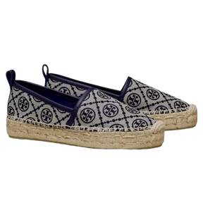 Tory Burch Double T Jacquard Platform Espadrille – Perfect Blue