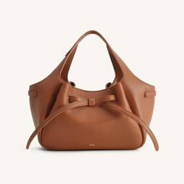 Mabel Soft Bow Tote Bag - Caramel Brown