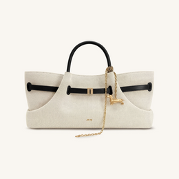 Maeve Dachshund Metal Charm Tote Bag - Black Canvasa