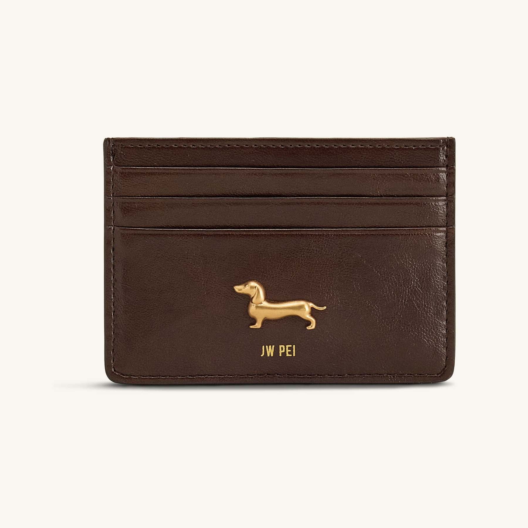 Maeve Dachshund Metal Emblem Card Holder - Chocolate