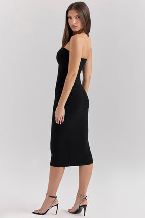 Black strapless midi dress -