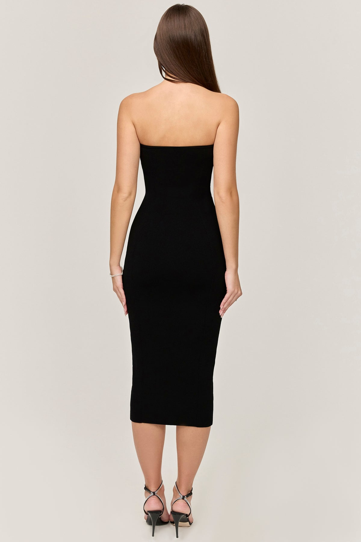 Black strapless midi dress -
