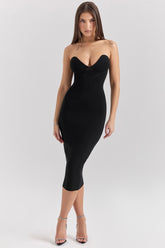 Black strapless midi dress -