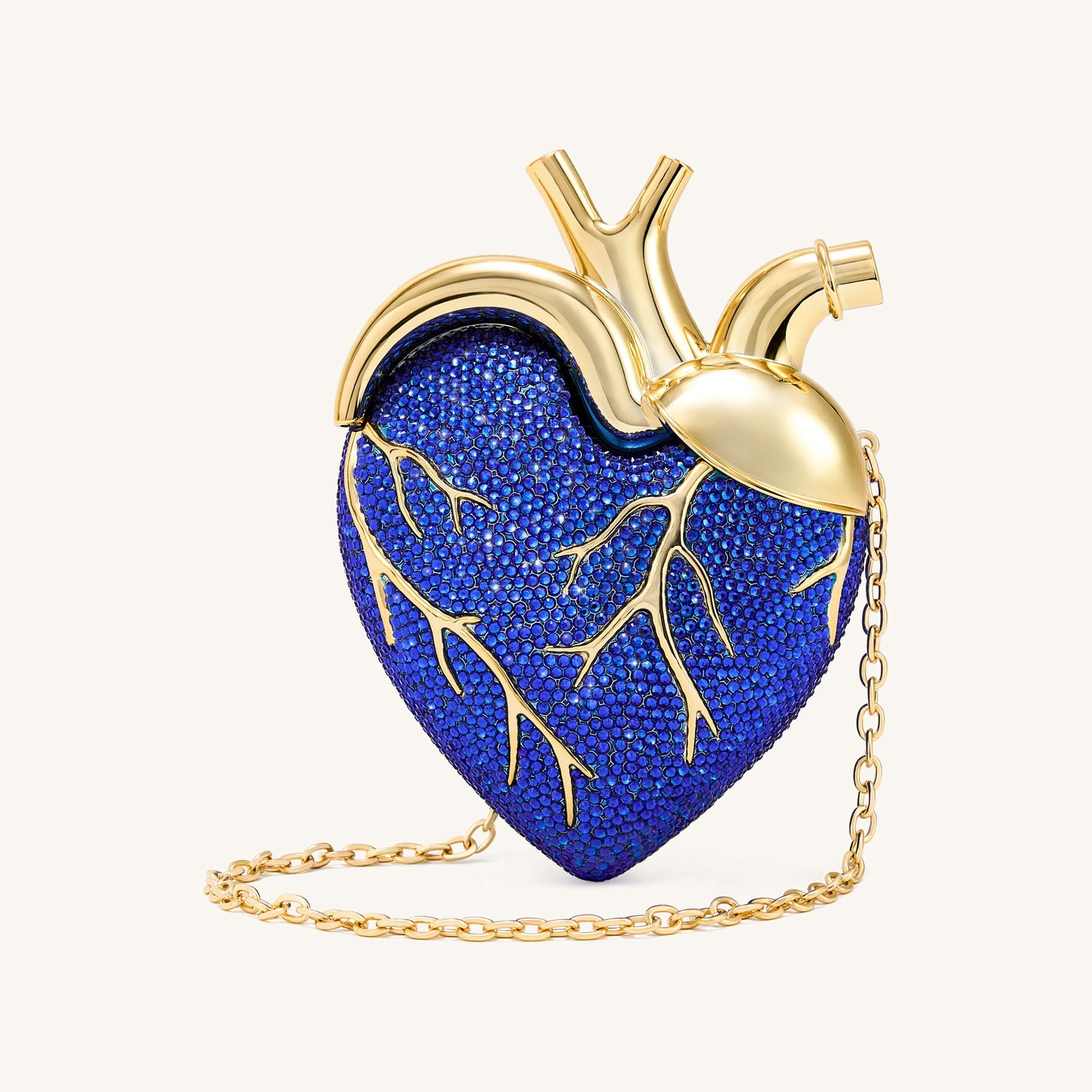 Maren Artificial Crystal Heart Shaped Bag - Cobalt Blue