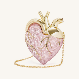 Maren Artificial Crystal Heart Shaped Bag - Pink