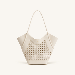 Maribel Woven Panel Tote Bag - Ivory