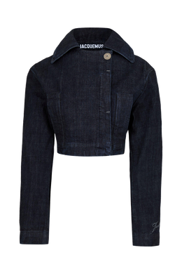 Marino Cotton Cropped Long Sleeve Denim Jacket