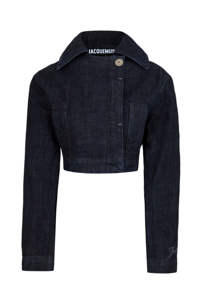 Marino Cotton Cropped Long Sleeve Denim Jacket