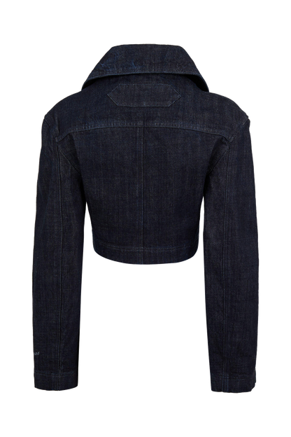 Marino Cotton Cropped Long Sleeve Denim Jacket
