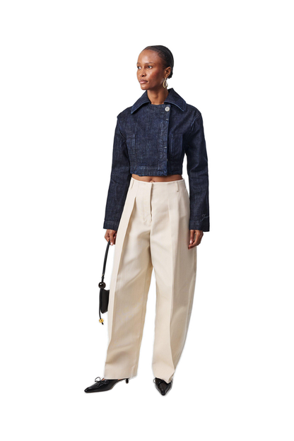 Marino Cotton Cropped Long Sleeve Denim Jacket