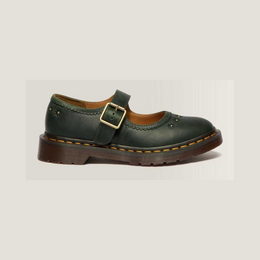 Mary Jane Flower Crazy Horse Leather Shoes — DMS GREEN
