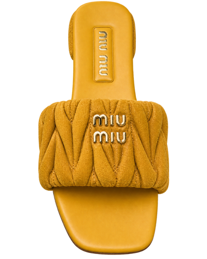 Matelassé suede slide sandals