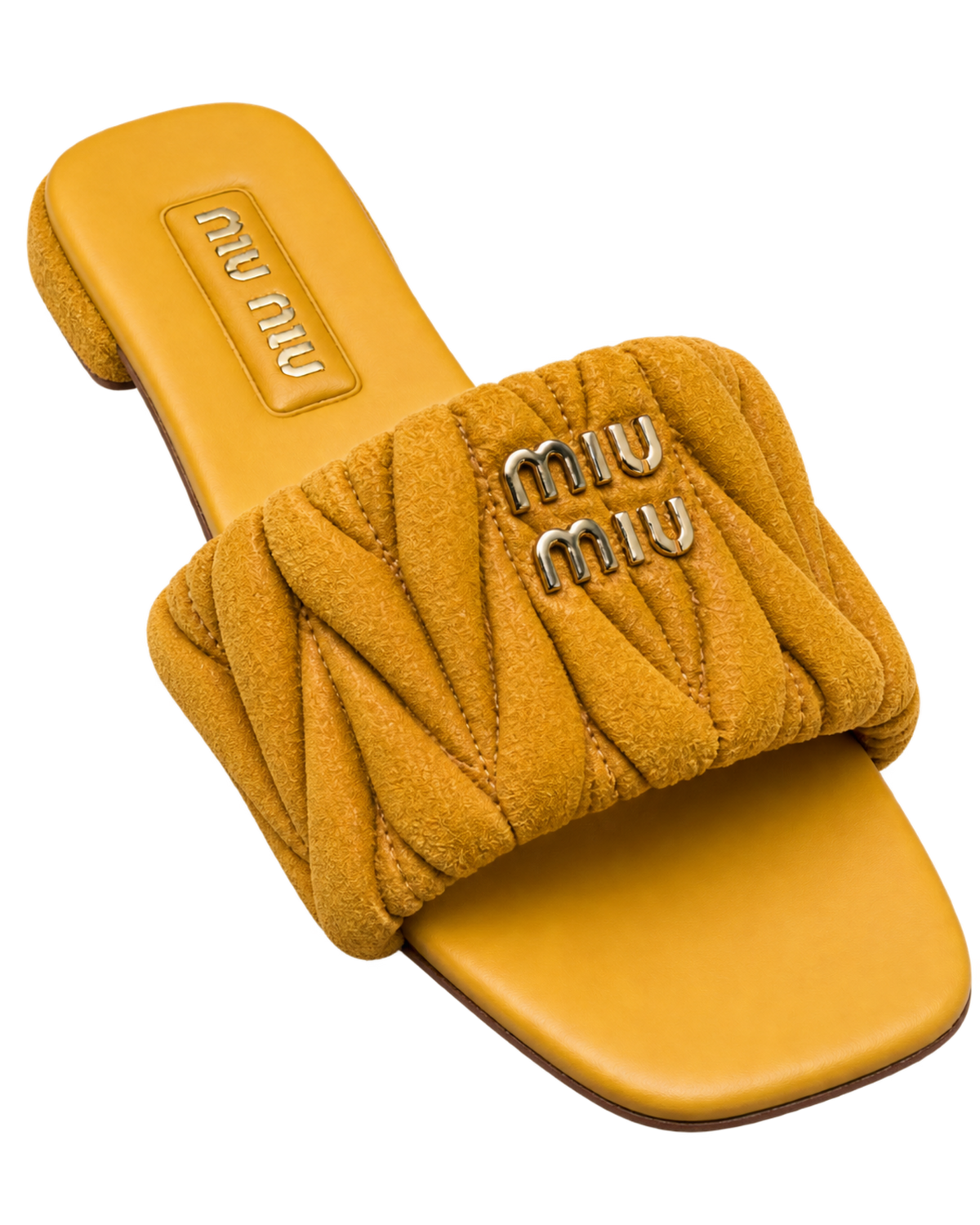 Matelassé suede slide sandals
