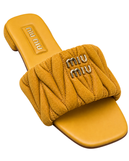 Matelassé suede slide sandals