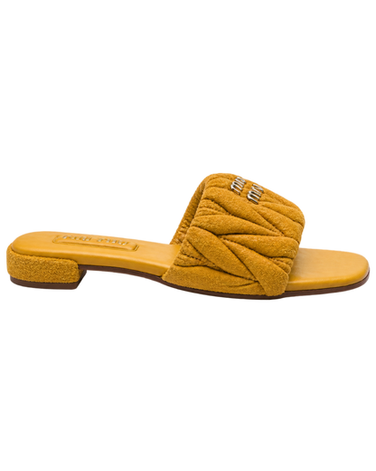 Matelassé suede slide sandals