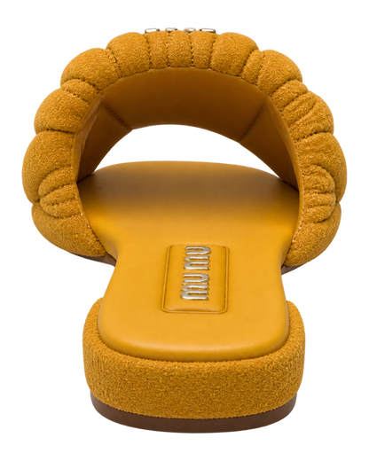 Matelassé suede slide sandals