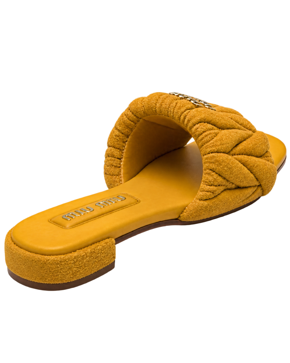 Matelassé suede slide sandals