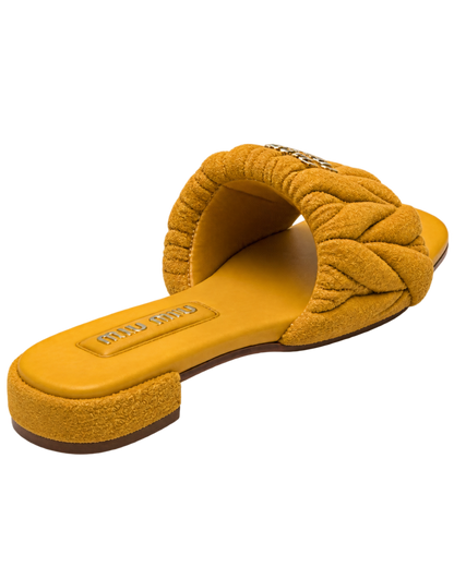 Matelassé suede slide sandals