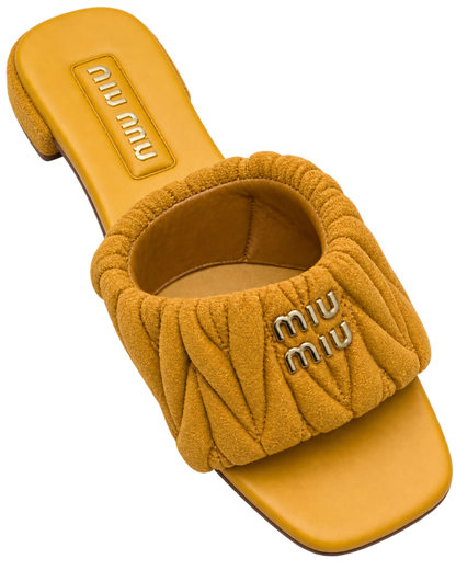 Matelassé suede slide sandals