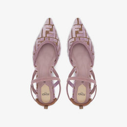 Mauve pink FF jacquard velvet flats