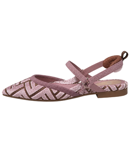 Mauve pink FF jacquard velvet flats