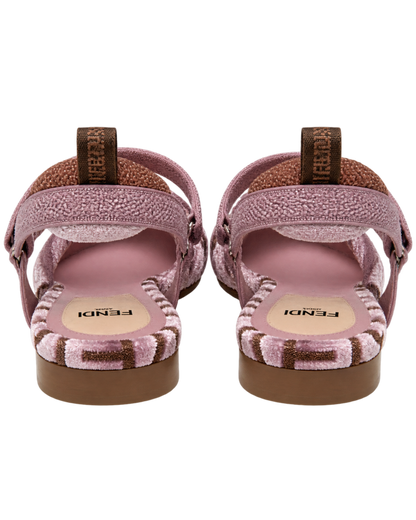 Mauve pink FF jacquard velvet flats