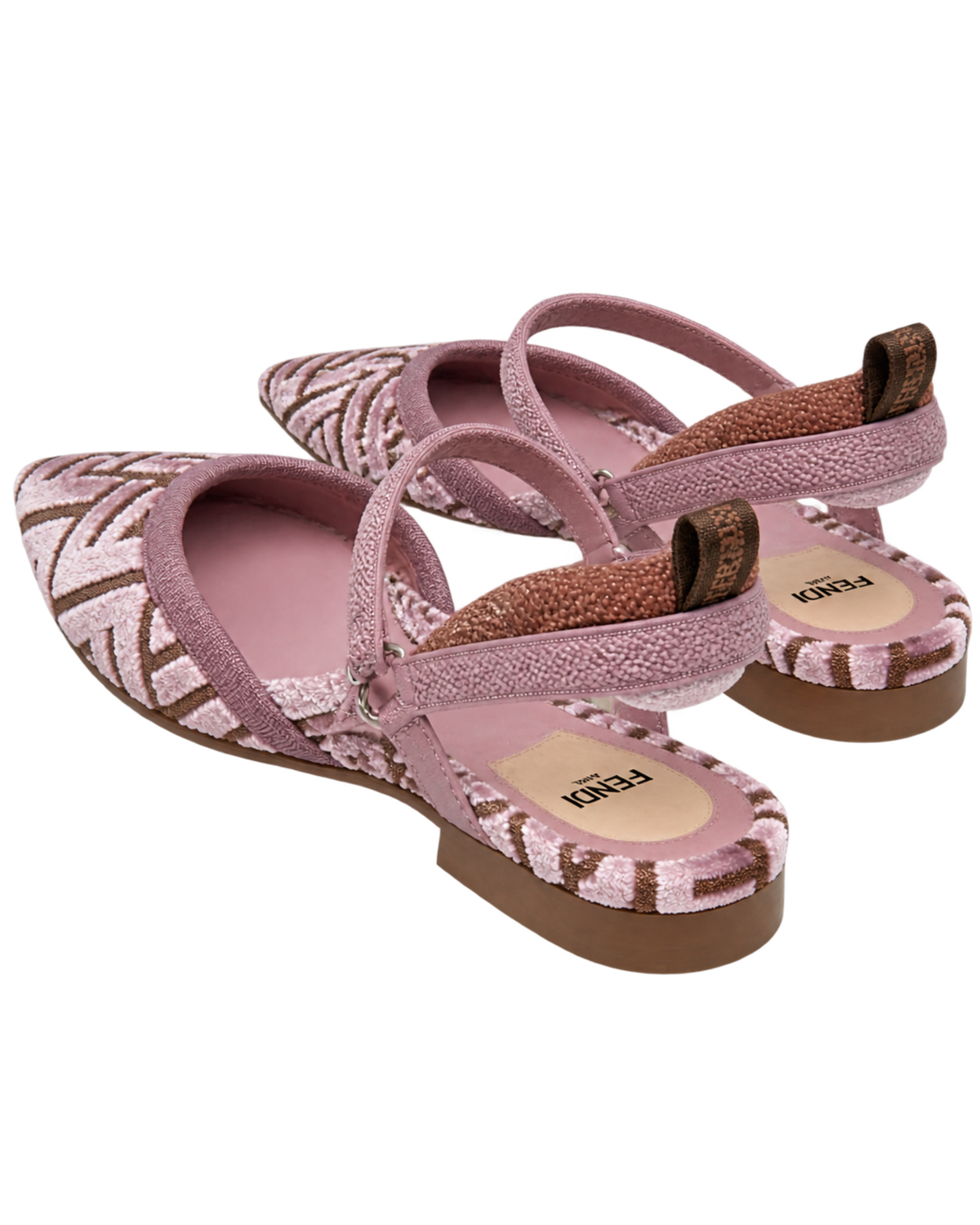 Mauve pink FF jacquard velvet flats