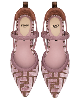 Mauve pink FF jacquard velvet flats