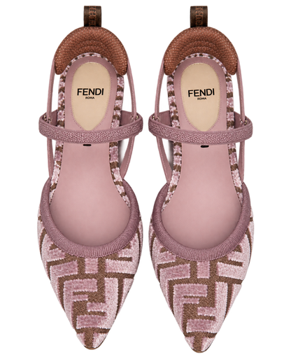 Mauve pink FF jacquard velvet flats