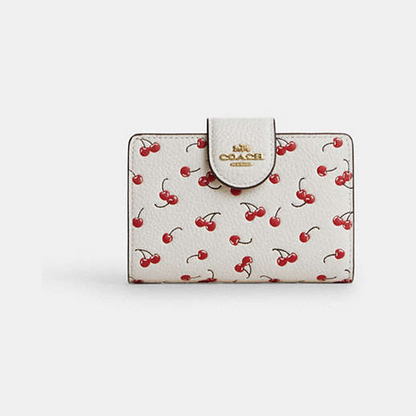 Medium Corner Zip Wallet With Cherry Print