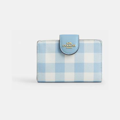 Medium Corner Zip Wallet With Gingham Print