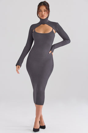 Charcoal knit midi dress