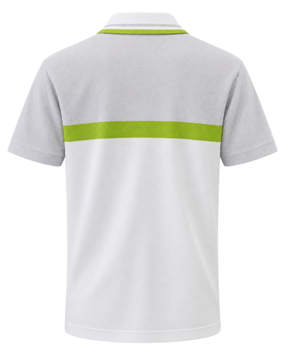 Men White Chest Stripe Half Zip Polo