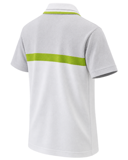 Men White Chest Stripe Half Zip Polo