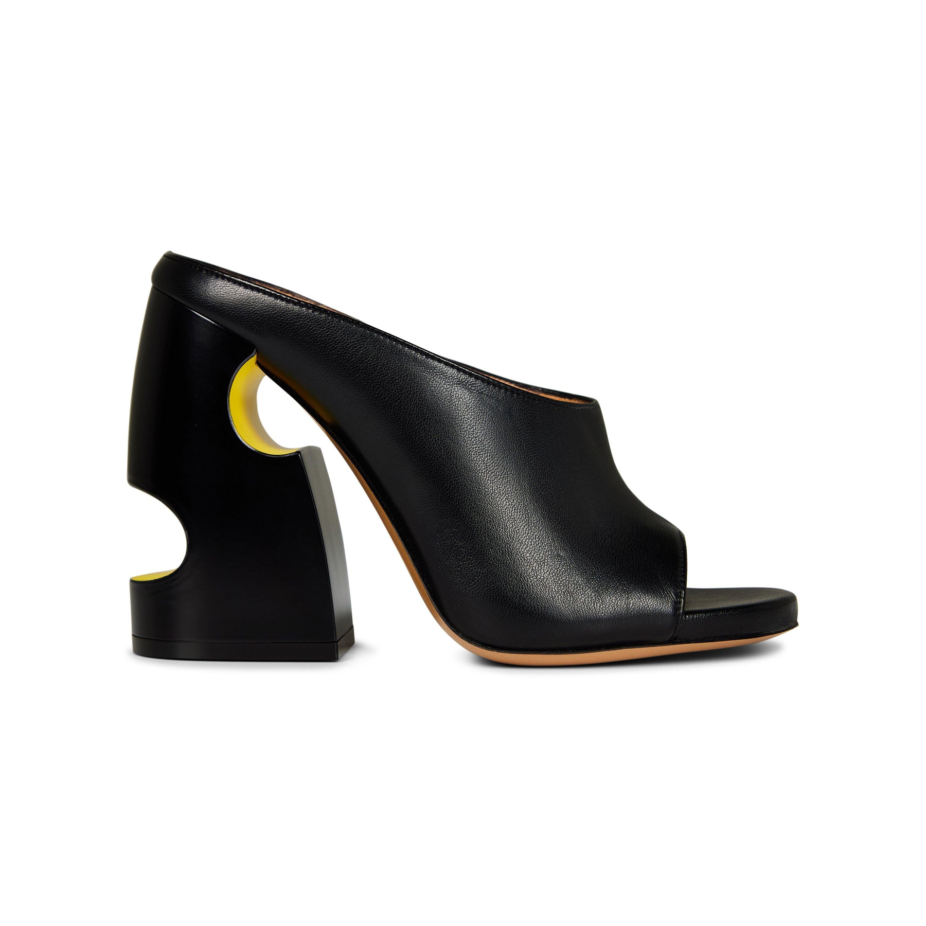 Meteor Leather Sculpted Heel Slip-On Heeled Mules