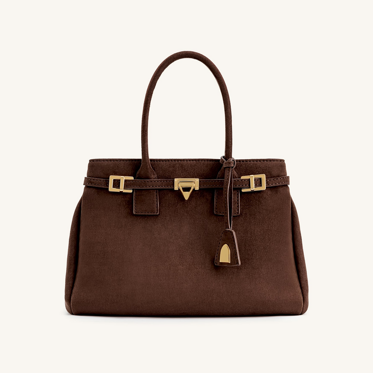 Miley Belt Embellished Tote Bag - Brown