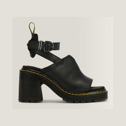 Millee Leather Open Toe Sandals — Black