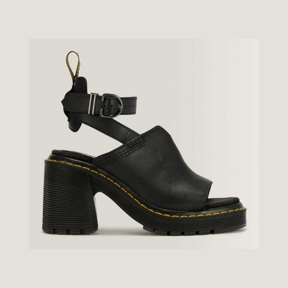 Millee Leather Open Toe Sandals — Black