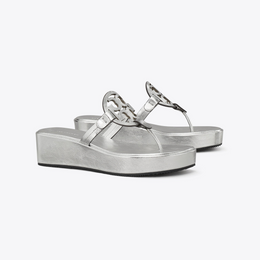 Miller Crinkled Metallic Wedge Sandal