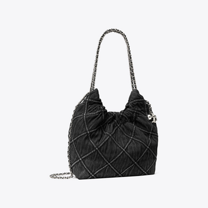 Mini Fleming Soft Denim Hobo Bag