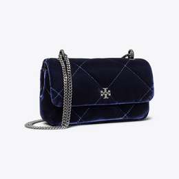 Mini Kira Diamond Quilt Velvet Pavé Flap Bag