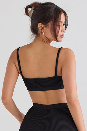 Black ribbed knit bralet