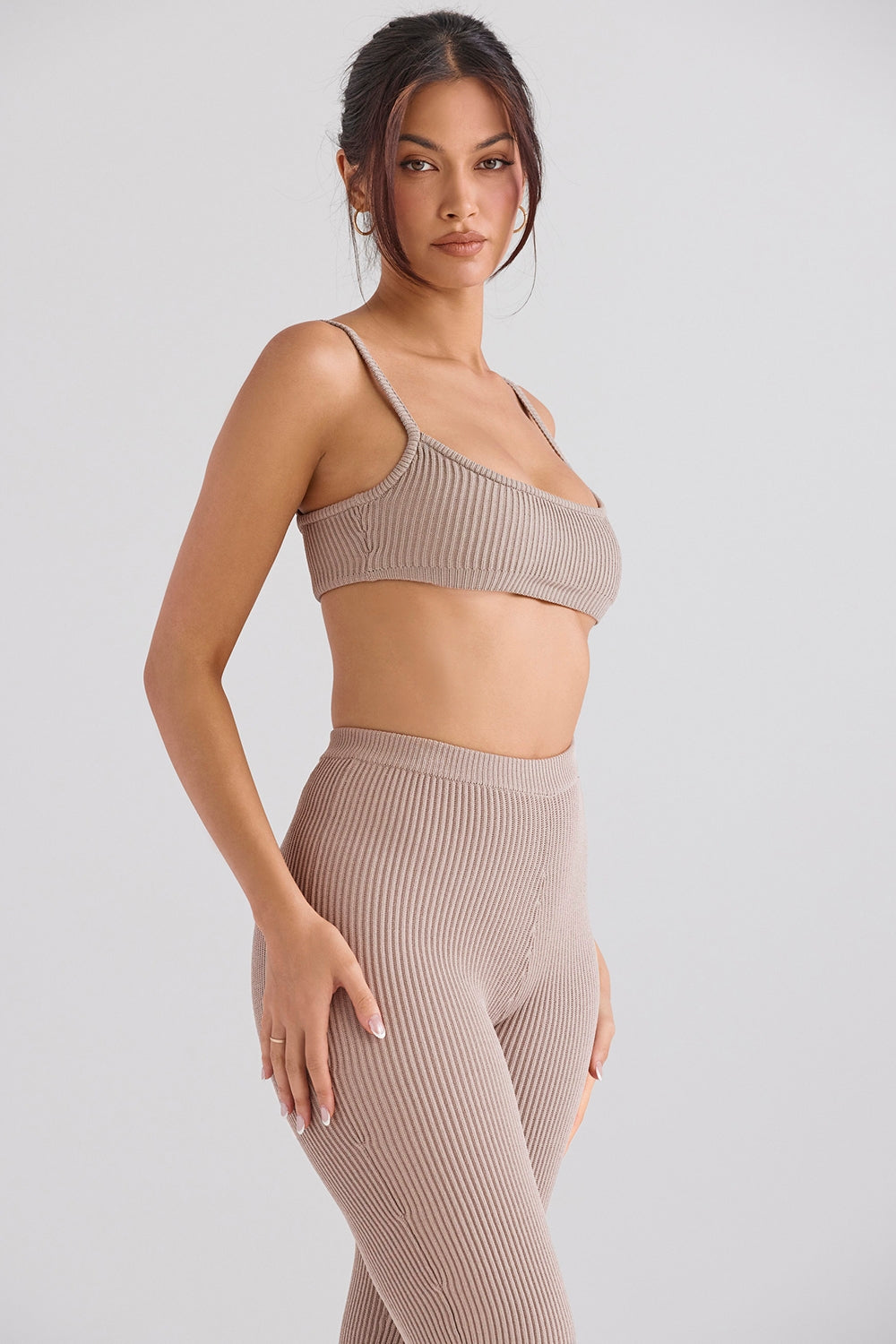Taupe ribbed knit bralette