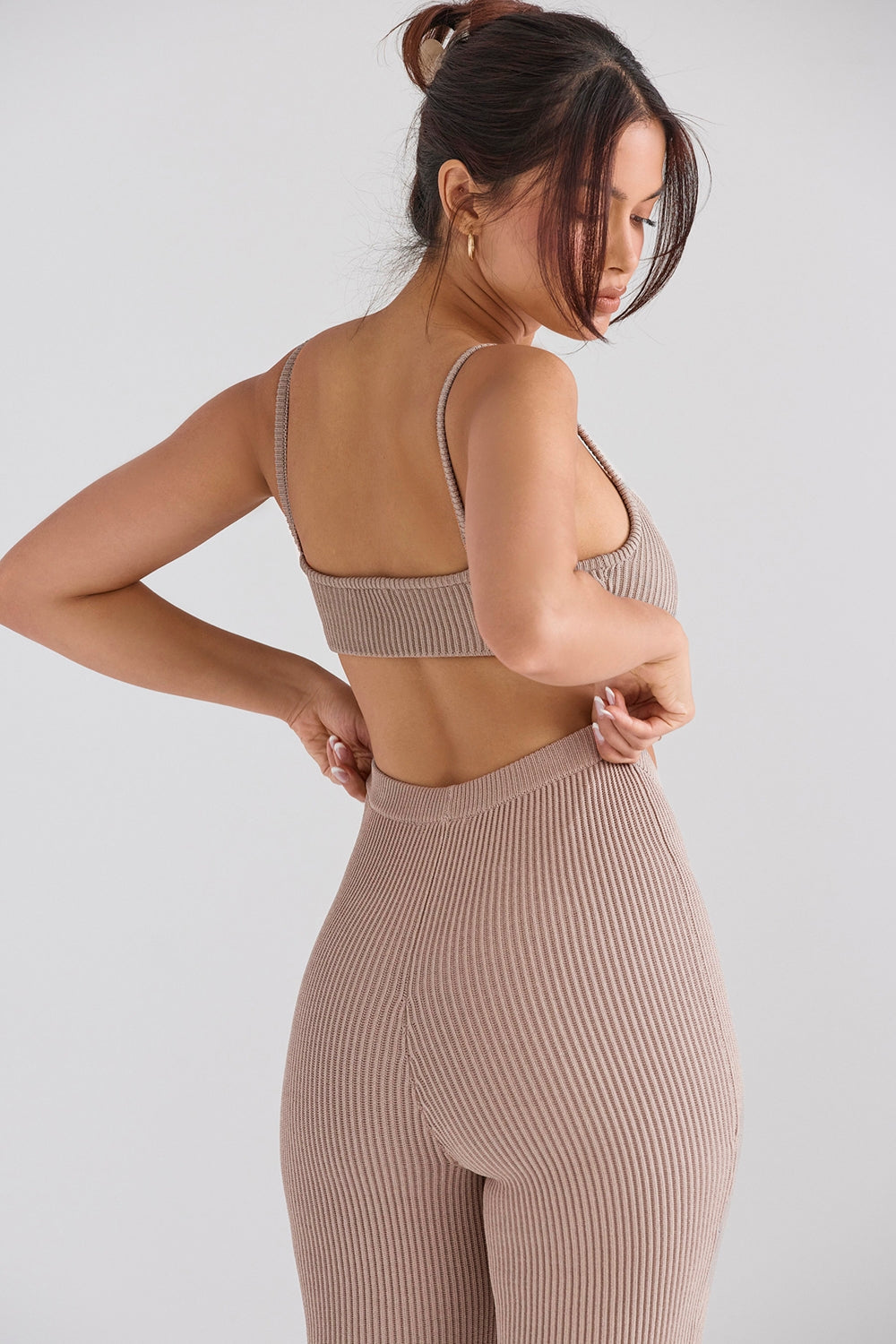 Taupe ribbed knit bralette