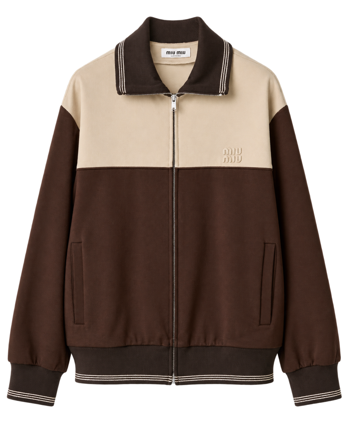 Miu Miu knitted-cuffs zip-front sweatshirt