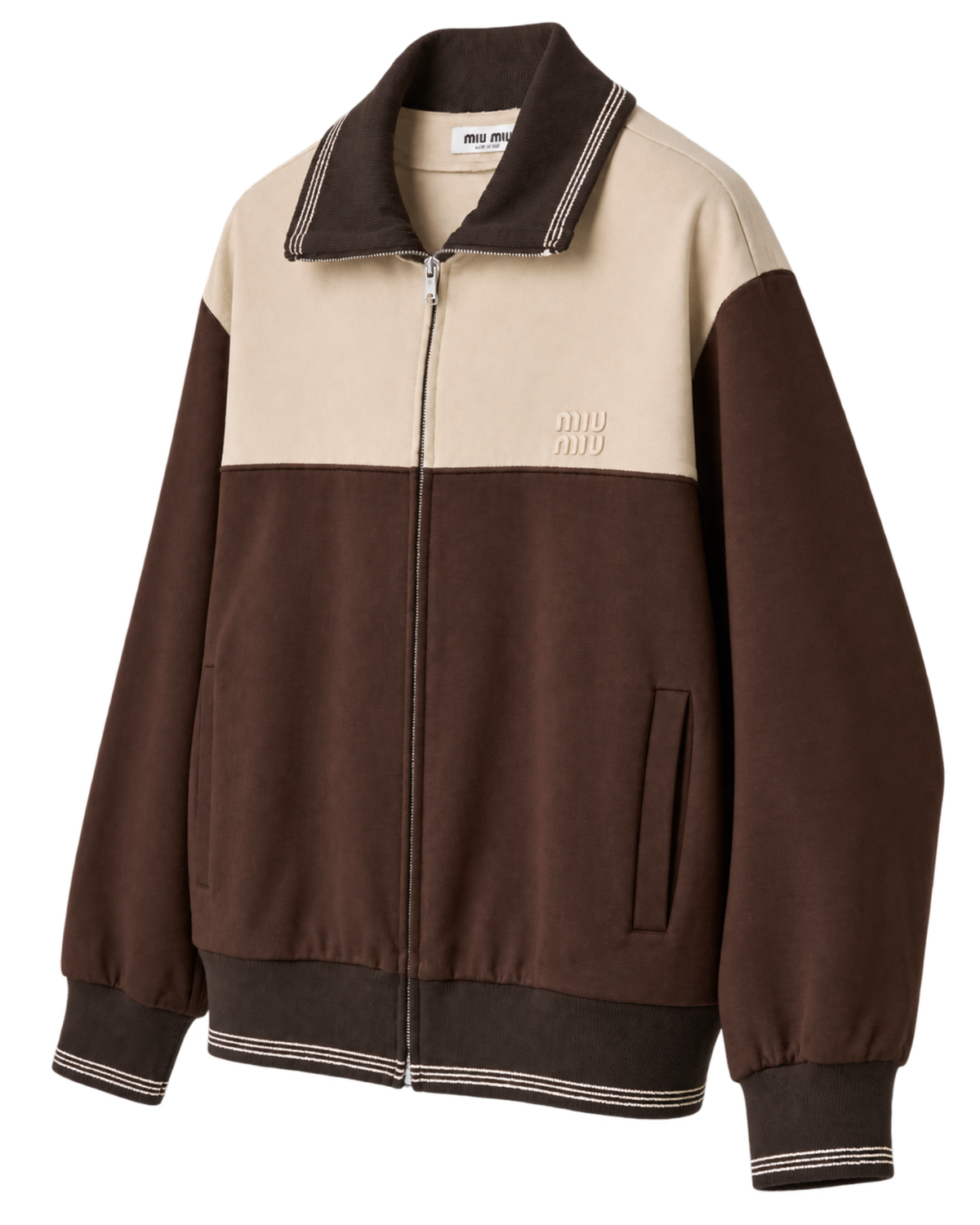 Miu Miu knitted-cuffs zip-front sweatshirt